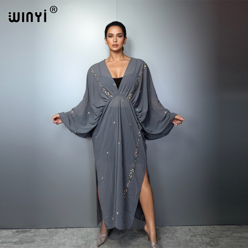 Cover Up Kaftan - WINYI V-neck Women's Kaftan Dress Arabic