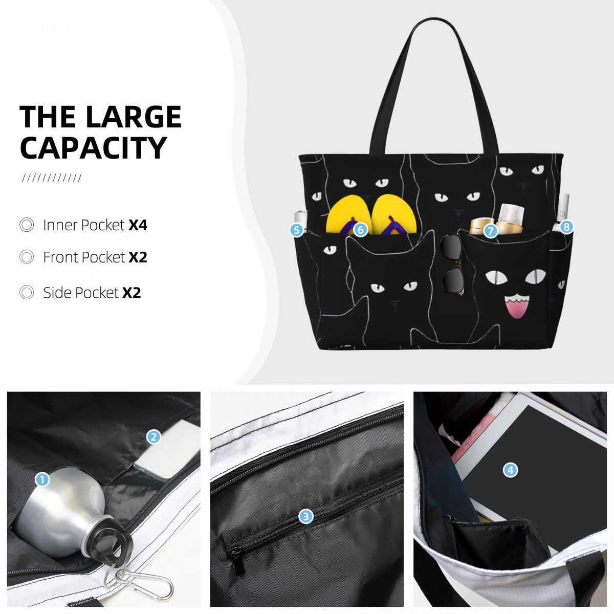 Colorful Cat Silhouettes Carto - Tote Bag Beach 评论和价格
