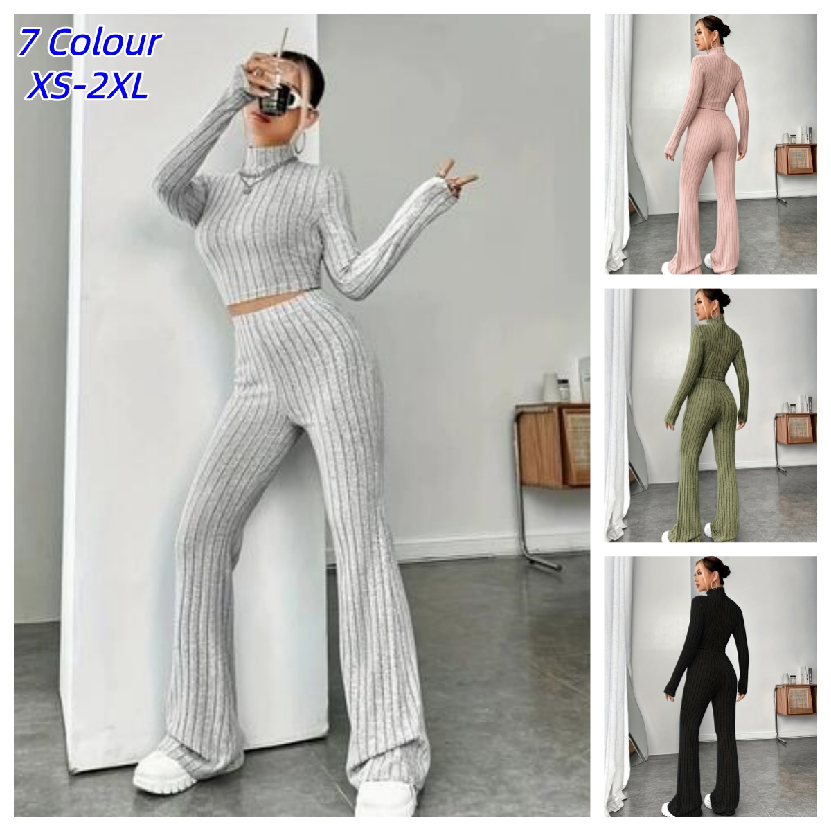 Women's Matching Knitted 2 Pie - Crop Top Crochet 评论和价格