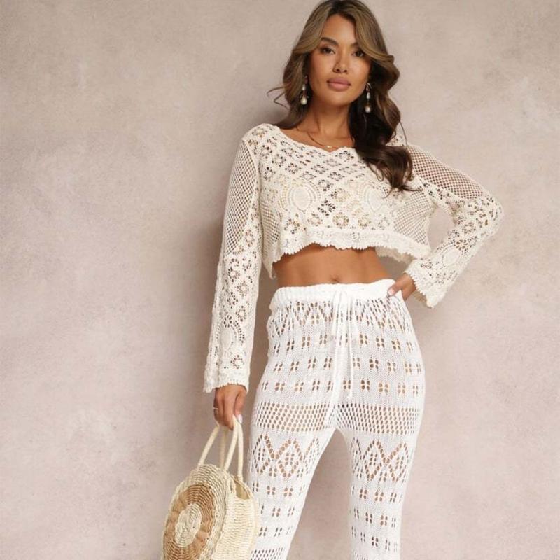 Summer Vacation Lace Cover Up  - Crop Top Crochet 评论和价格