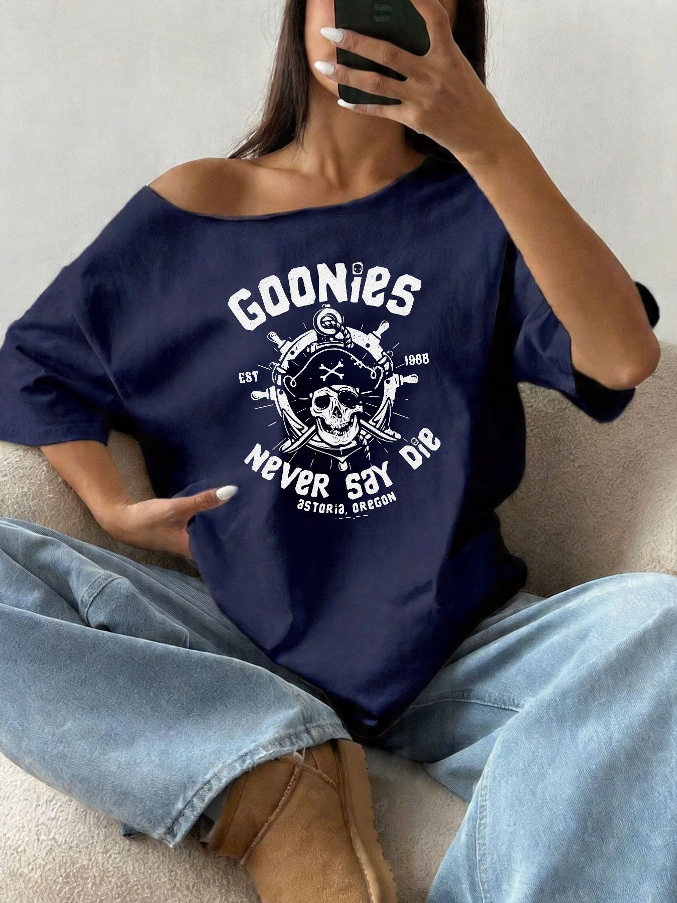 100% Cotton Plus Size Skull Pi - Blouse Off Shoulder 评论和价格