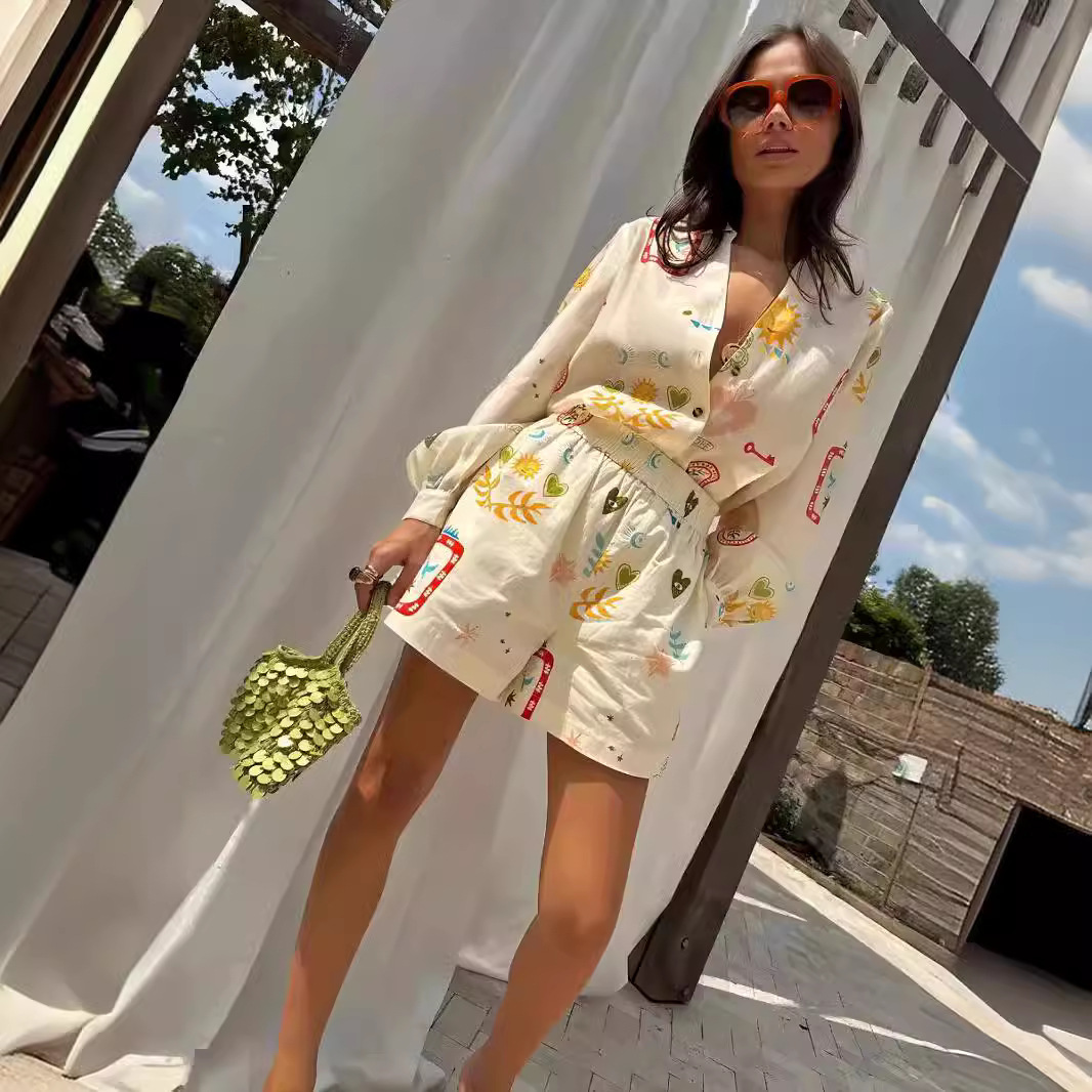 Women Casual Elastic Waist 2pc - Romper Floral Print 评论和价格