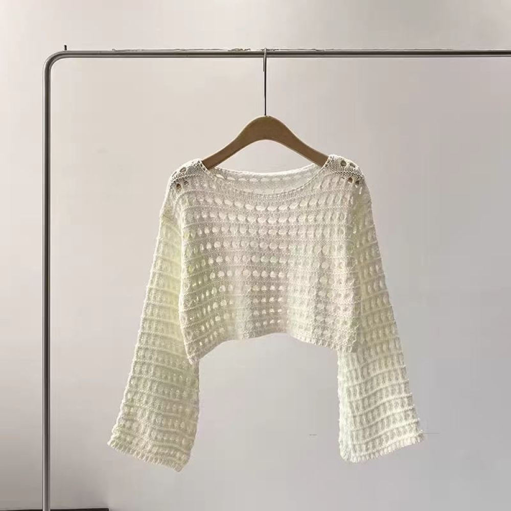 Summer Thin Knitted Sweater Wo - Crop Top Crochet 评论和价格