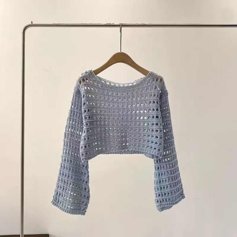 Summer Thin Knitted Sweater Wo - Crop Top Crochet 评论和价格