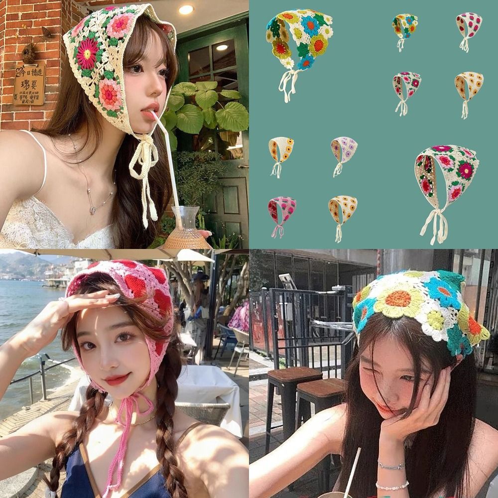 French Pastoral Style Triangle - Headband Summer Knit 评论和价格