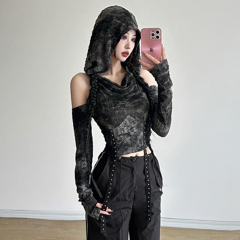 Off Shoulder Hoodie Long Sleev - Blouse Off Shoulder 评论和价格