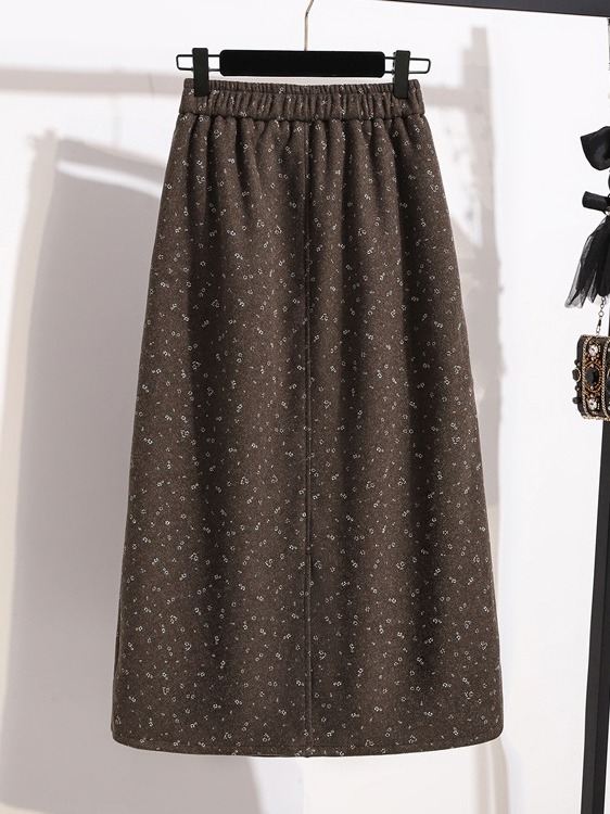 Autumn Winter plus Size Floral - Midi Skirt Floral 评论和价格