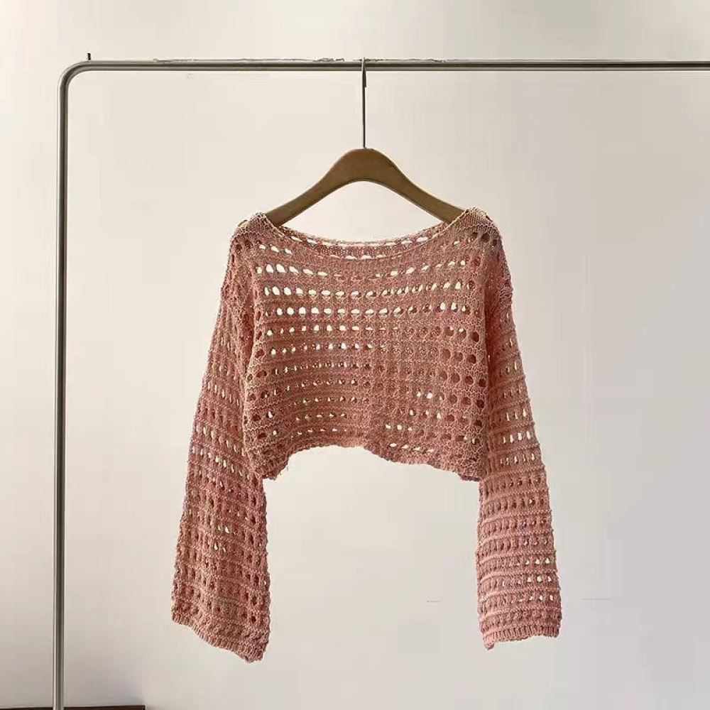 French Style Knitted Sweater W - Crop Top Crochet 评论和价格