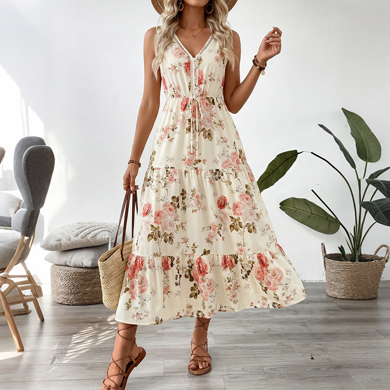 Women Floral Print Sleeveless  - Midi Skirt Floral 评论和价格