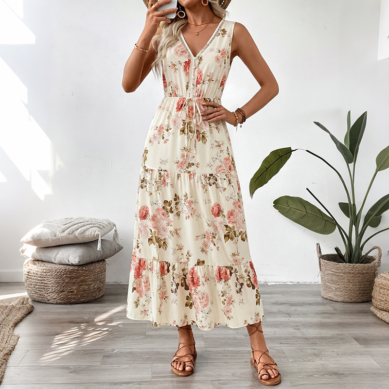 Women Floral Print Sleeveless  - Midi Skirt Floral 评论和价格