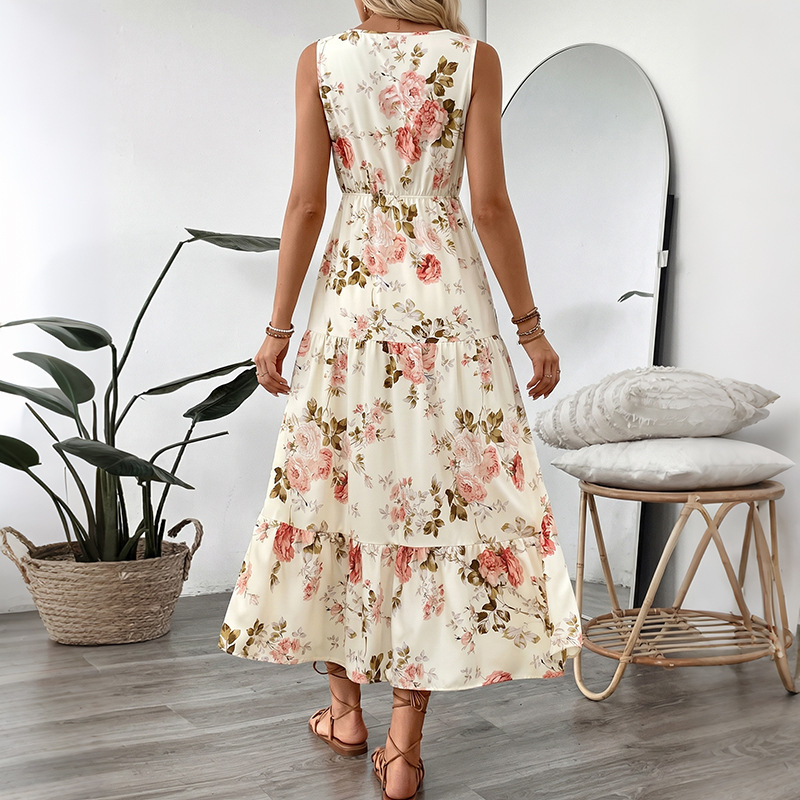 Women Floral Print Sleeveless  - Midi Skirt Floral 评论和价格