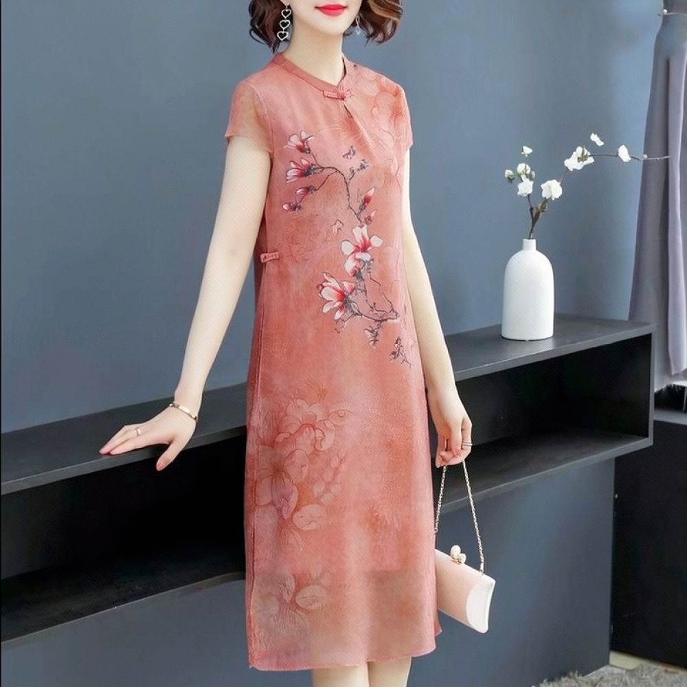 Summer Chiffon Floral Dress El - Midi Skirt Floral 评论和价格