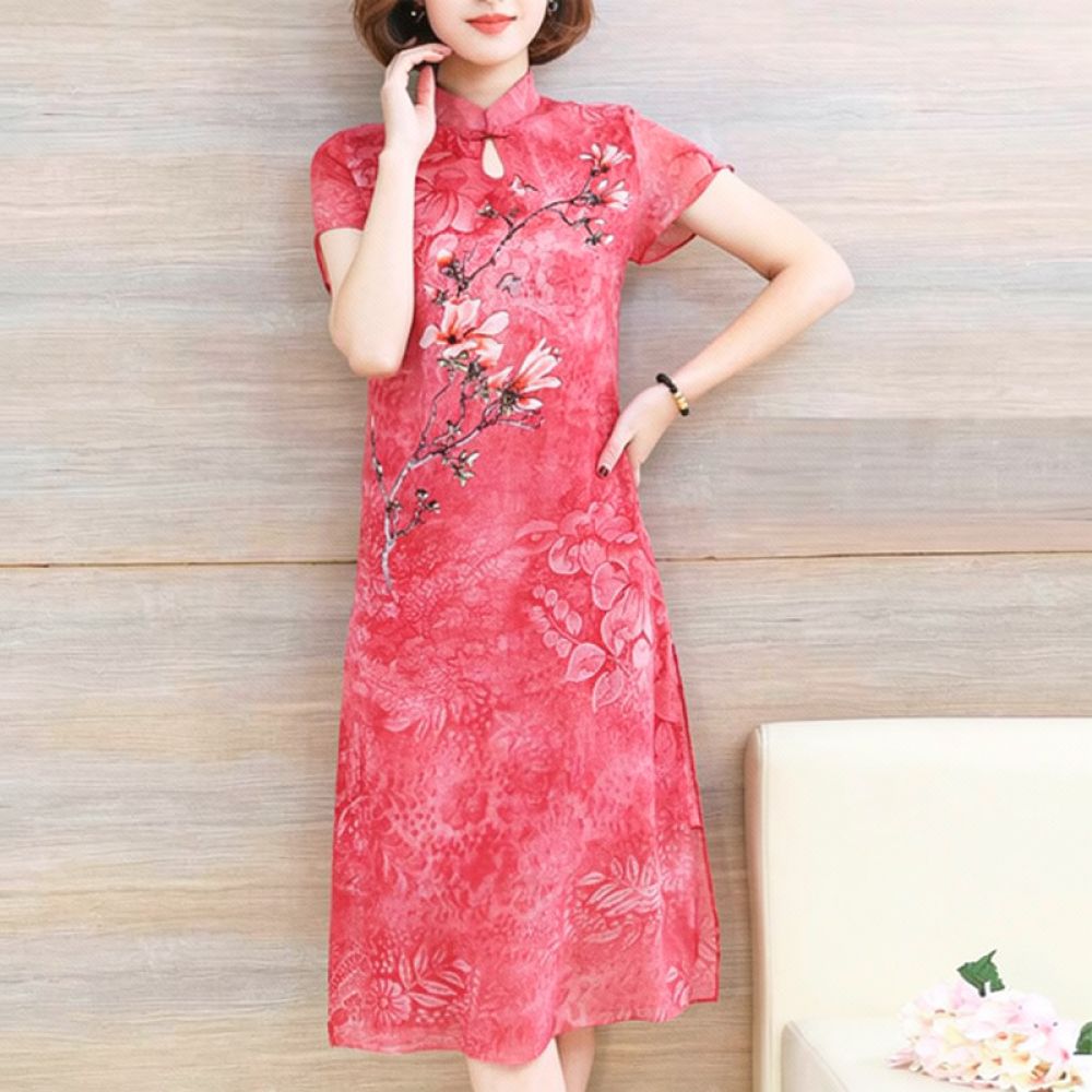 Summer Chiffon Floral Dress El - Midi Skirt Floral 评论和价格
