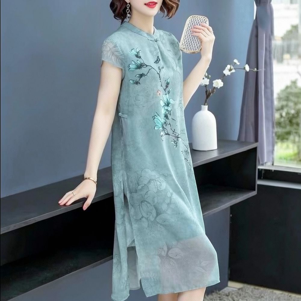 Summer Chiffon Floral Dress El - Midi Skirt Floral 评论和价格
