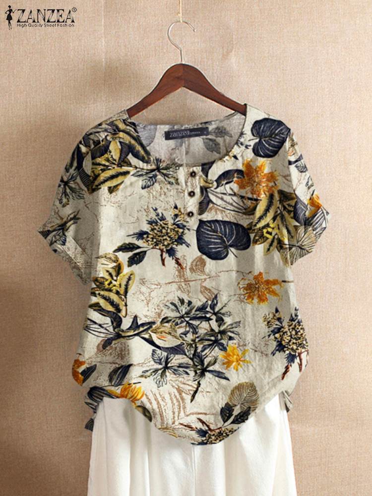 ZANZEA Women Cotton Shirt Fash - Romper Floral Print 评论和价格