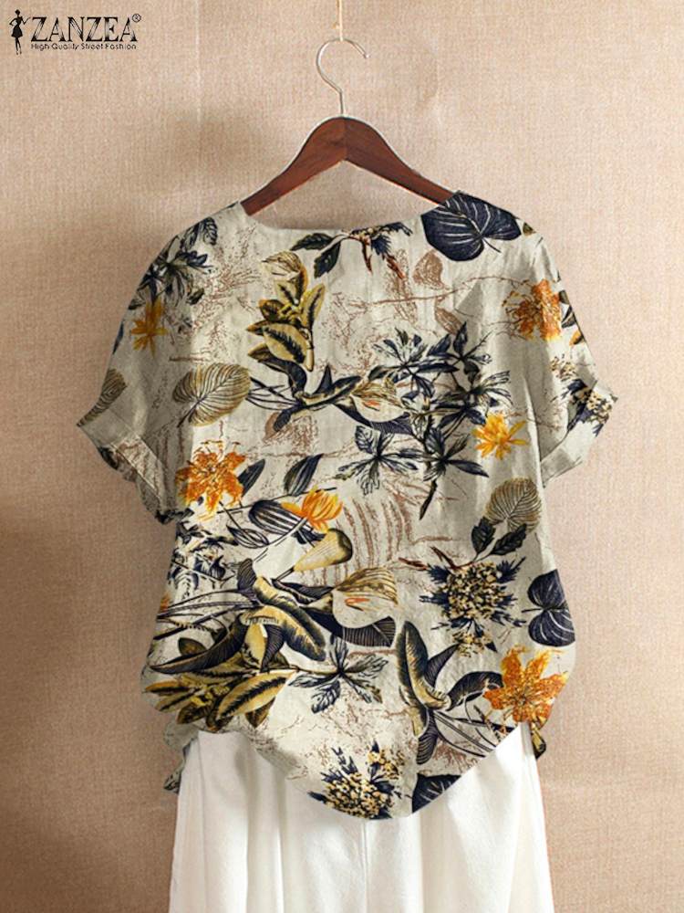 ZANZEA Women Cotton Shirt Fash - Romper Floral Print 评论和价格