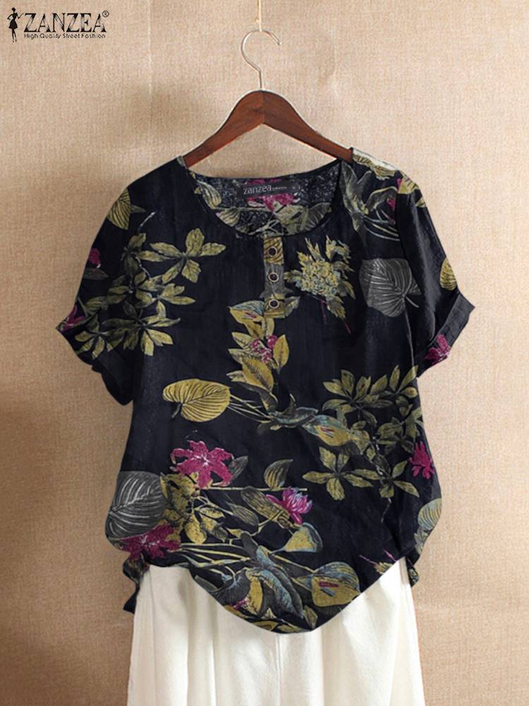 ZANZEA Women Cotton Shirt Fash - Romper Floral Print 评论和价格